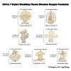 35Pcs 7 Styles Wedding Theme Wooden Huggie Pendants WOOD-CJ0002-07-8