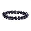 Natural Blacke Agate Round Beads Stretch Bracelets BJEW-N301-8mm-01-2