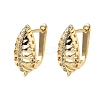 Brass Micro Pave Clear Cubic Zirconia Teardrop Hoop Earring Findings KK-G536-04G-1
