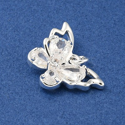 Brass Micro Pave Clear Cubic Zirconia Pendants KK-Z057-07S-1