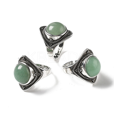 Natural Green Aventurine Adjustable Rings G-P560-03AS-03-1