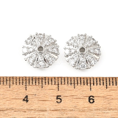 Flower Brass Clear Cubic Zirconia Bead Caps KK-V008-03P-1