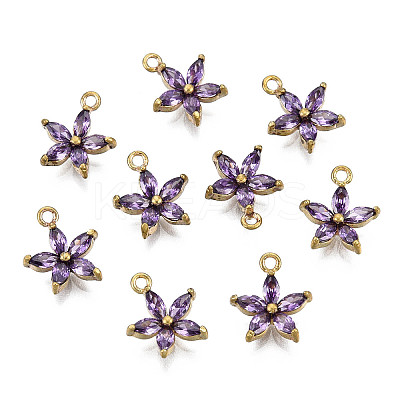 Brass Inlaid Purple Cubic Zirconia Charms LS-KK-Q669-28U-01-1