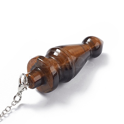 Natural Tiger Eye Pointed Dowsing Pendulums AJEW-B020-03P-03-1