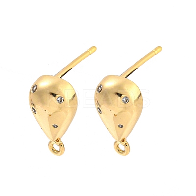 Brass Micro Pave Cubic Zirconia Stud Earring Findings KK-P263-19KCG-1