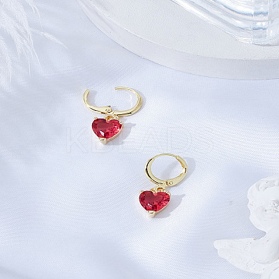 1 Pair Brass Heart Dangle Leverback Earrings EJEW-LP0007-015-1