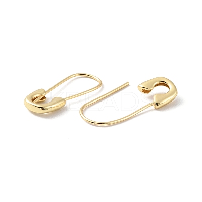Safety Pin Shape Rack Plating Brass Hoop Earrings for Woman EJEW-F310-02G-1