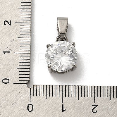 304 Stainless Steel with Clear Cubic Zirconia Charms STAS-G348-06P-1