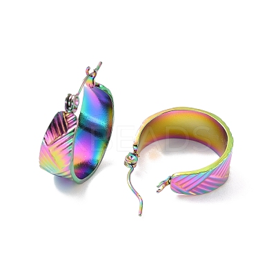 Ion Plating(IP) 304 Stainless Steel Thick Hoop Earrings for Women EJEW-P198-04MC-1