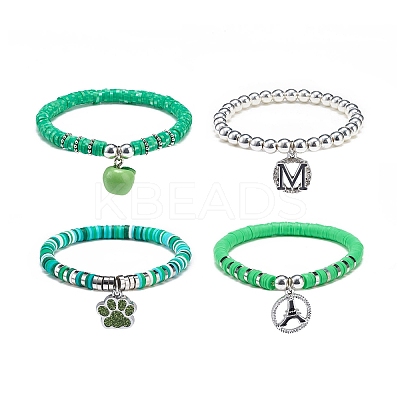 Handmade Polymer Clay Heishi Stretch Bracelet Sets BJEW-JB08767-1
