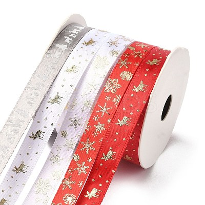 10M  5 Colors Hot Stamping Christmas Polyester Ribbons Set LS-OCOR-XCP0002-03-1