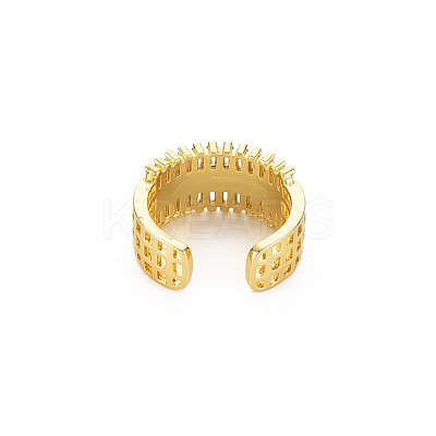 Brass Micro Pave Cubic Zirconia Cuff Rings for Women RJEW-T016-37G-02-1