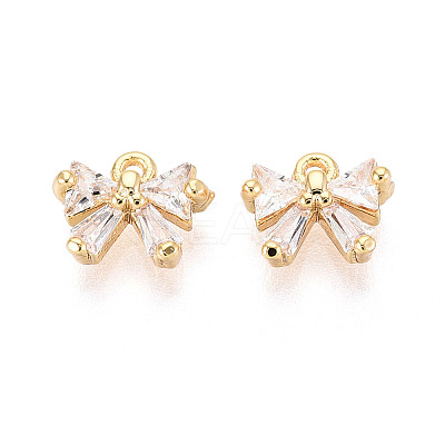 Brass Pave Clear Cubic Zirconia Pendants KK-T077-46G-1