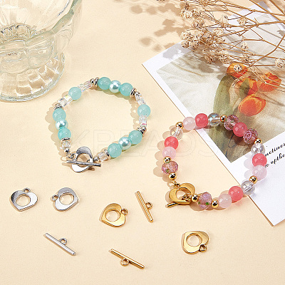 10 Sets 2 Colors 304 Stainless Steel Toggle Clasps STAS-BBC0006-81-1