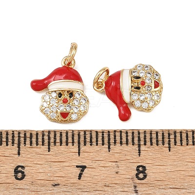 Christmas Brass Micro Pave Cubic Zirconia Enamel Charms KK-L255-19G-05-1