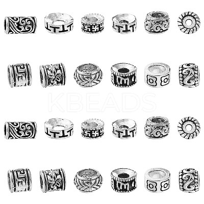 60Pcs 12 Styles Buddhist Theme Tibetan Style Zinc Alloy Spacer Beads FIND-CJ0002-20-1