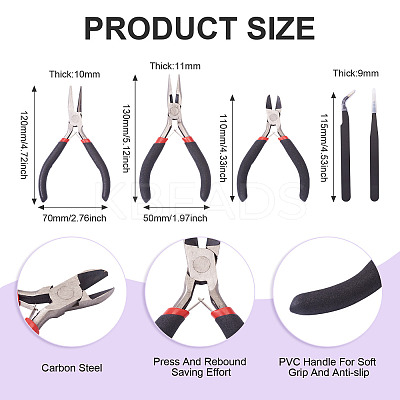 Carbon Steel & Stainless Jewelry Pliers Tool Kits TOOL-TA0001-08-1