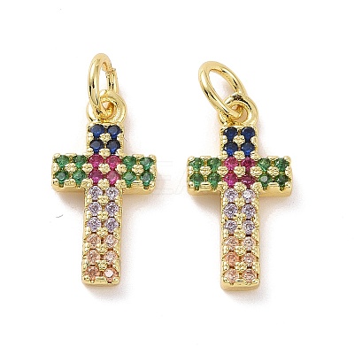 Brass Micro Pave Cubic Zirconia Pendants KK-E068-VF124-1