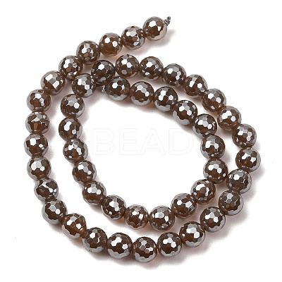 Electroplated Natural Agate Beads Strands G-B191-A07-8mm-17-1