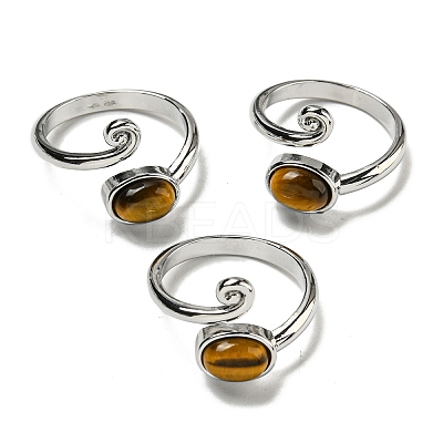 Natural Tiger EyeAdjustable Rings RJEW-K269-08P-02-1