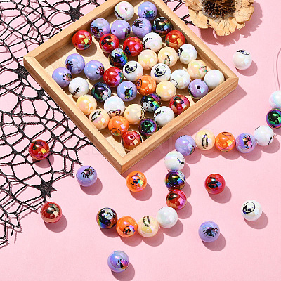 50Pcs Halloween Theme Plating Acrylic Beads OACR-CJ0002-21-1