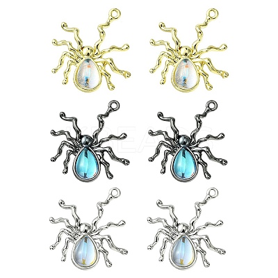 6Pcs 3 Colors Halloween Rack Plating Alloy Pendants PALLOY-FS0001-03-1