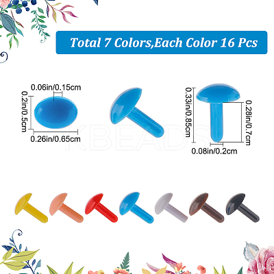 112Pcs 7 Colors Craft Plastic Doll Eyes KY-GF0001-38-1