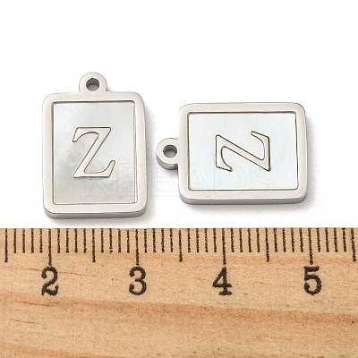 304 Stainless Steel Pave Shell Pendants STAS-L022-065P-Z-1