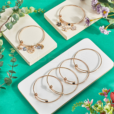 12Pcs 2 Colors Golden 304 Stainless Steel with Rhinestone Expandable Bangles BJEW-SC0001-27-1