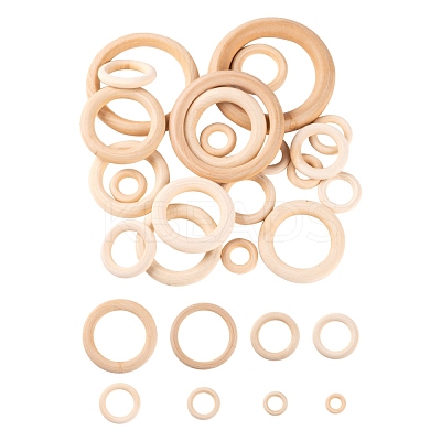 75Pcs 8 Style Unfinished Wood Linking Rings WOOD-LS0001-26-1