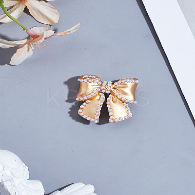 1Pc Bowknot Imitation Pearl Brooch JEWB-LP0004-15-1