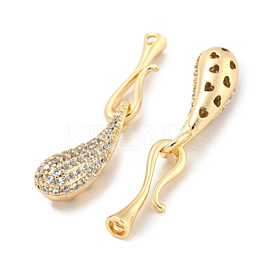 Brass Micro Pave Clear Cubic Zirconia S-Hook Clasps KK-L211-008G-1
