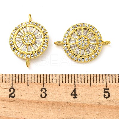Rack Plating Brass Pave Cubic Zirconia Wheel Connector Charms KK-Z063-28G-01-1