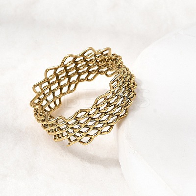 5Pcs 304 Stainless Steel Open Cuff Rings for Women RJEW-K313-02G-1