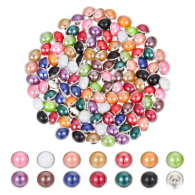 130Pcs 13 Colors 1-Hole Resin Imitation Pearls Shank Buttons BUTT-NB0001-74-1