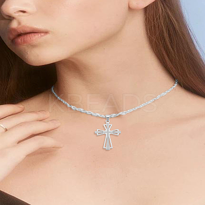 2Pcs 304 Stainless Steel Cross Pendants STAS-LP0002-80-1