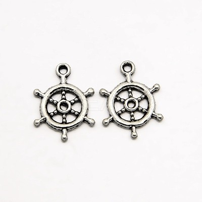 Tibetan Style Alloy Rudder Helm Pendants TIBEP-O009-08-1