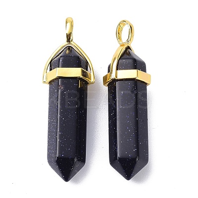 Synthetic Blue Goldstone Pointed Pendants G-G025-01G-25-1