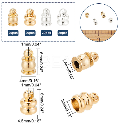 80Pcs 4 Style Brass Cord Ends KK-AR0002-53-1