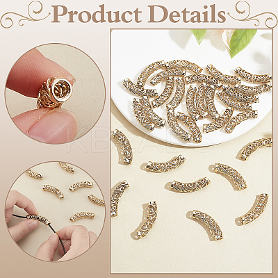 30Pcs Alloy Curved Tube Beads FIND-PH0022-67B-1