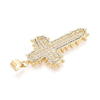 Brass Micro Pave Clear Cubic Zirconia Pendants KK-N268-90G-1
