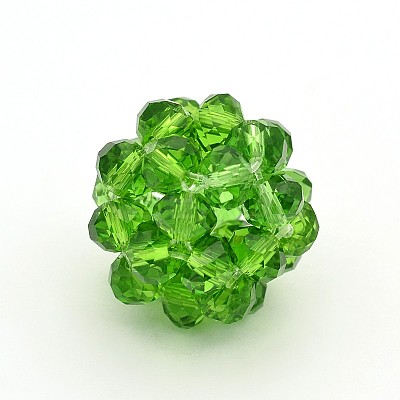 Transparent Glass Crystal Round Woven Beads X-GLAA-A034-8mm-A-1
