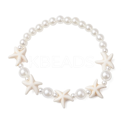 3Pcs ABS Plastic Imitation Pearl Beads Stretch Bracelets for Women BJEW-JB11869-1
