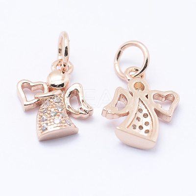 Brass Micro Pave Cubic Zirconia Charms KK-P133-03RG-NR-1