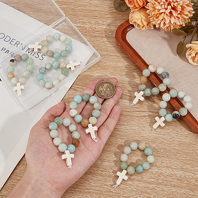 Natural Flower Amazonite Round Beads Pendant Decoration HJEW-OC00017-1