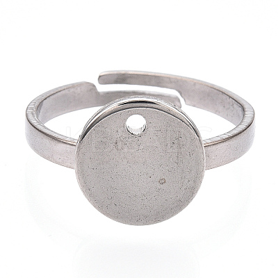 Tarnish Resistant Adjustable 304 Stainless Steel Pad Ring Settings STAS-S064-11-1