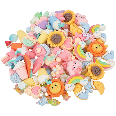 100Pcs 5 Themes Opaque & Transparent Resin Cabochons CRES-SC0003-16-1