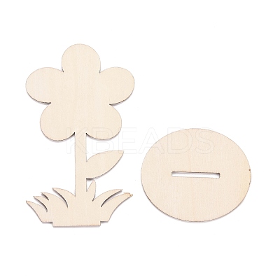 DIY Unfinished Wood Flowers Cutout WOOD-P017-04-1