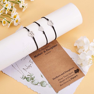 3Pcs 3 Style 430 Stainless Steel Heart Link Bracelets Set JB724A-1