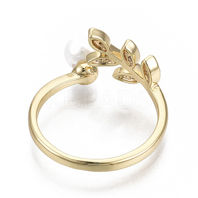 Brass Micro Pave Clear Cubic Zirconia Cuff Finger Rings X-RJEW-N030-002-NF-1
